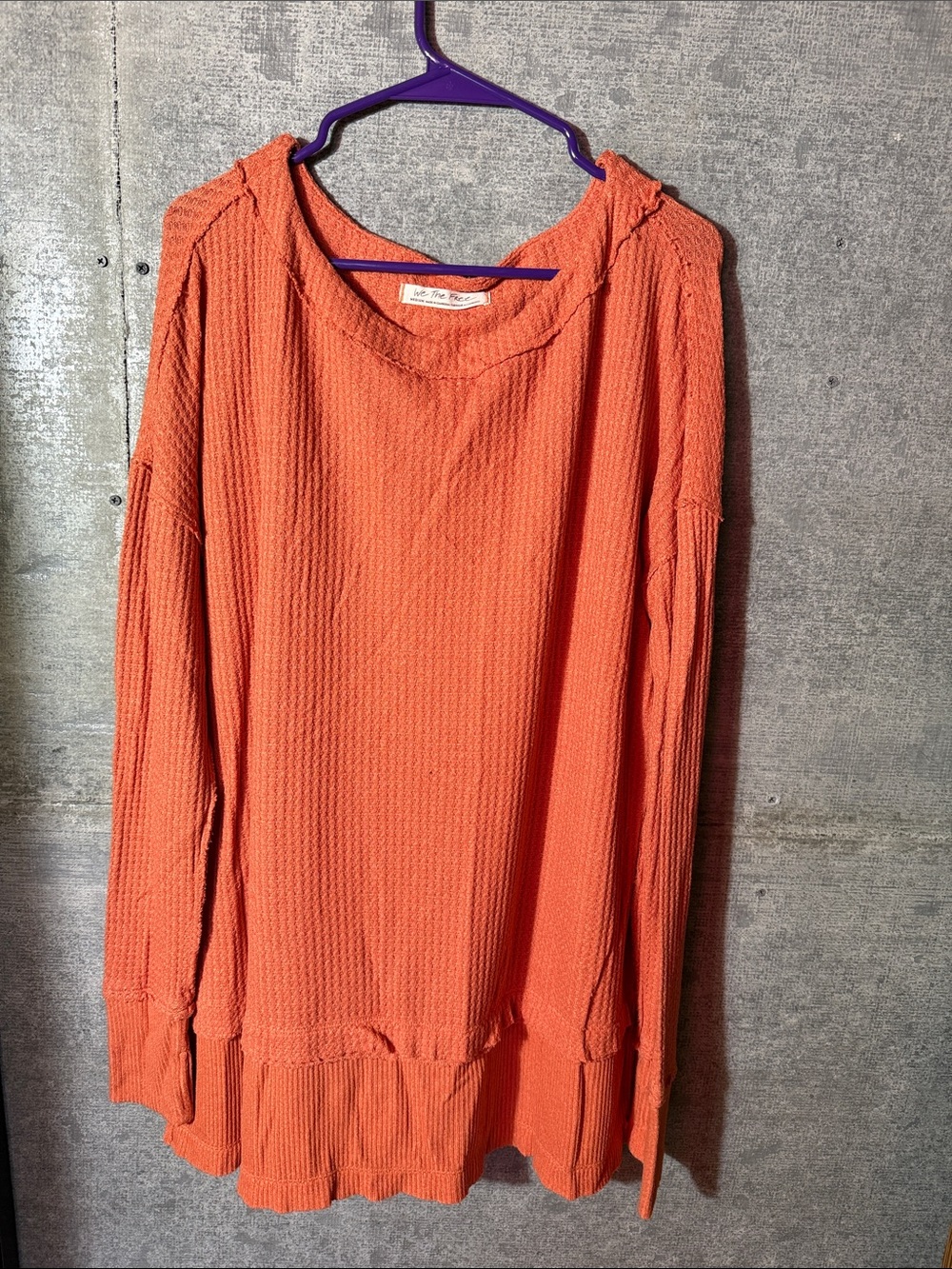 We The Free Orange Waffle-Knit Tunic Top
